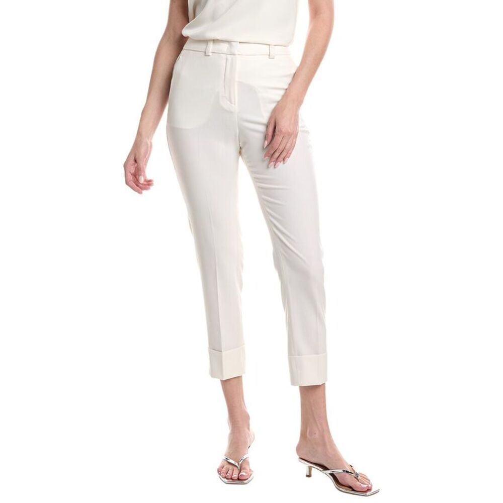 Peserico Womens Wool-Blend Pant, White